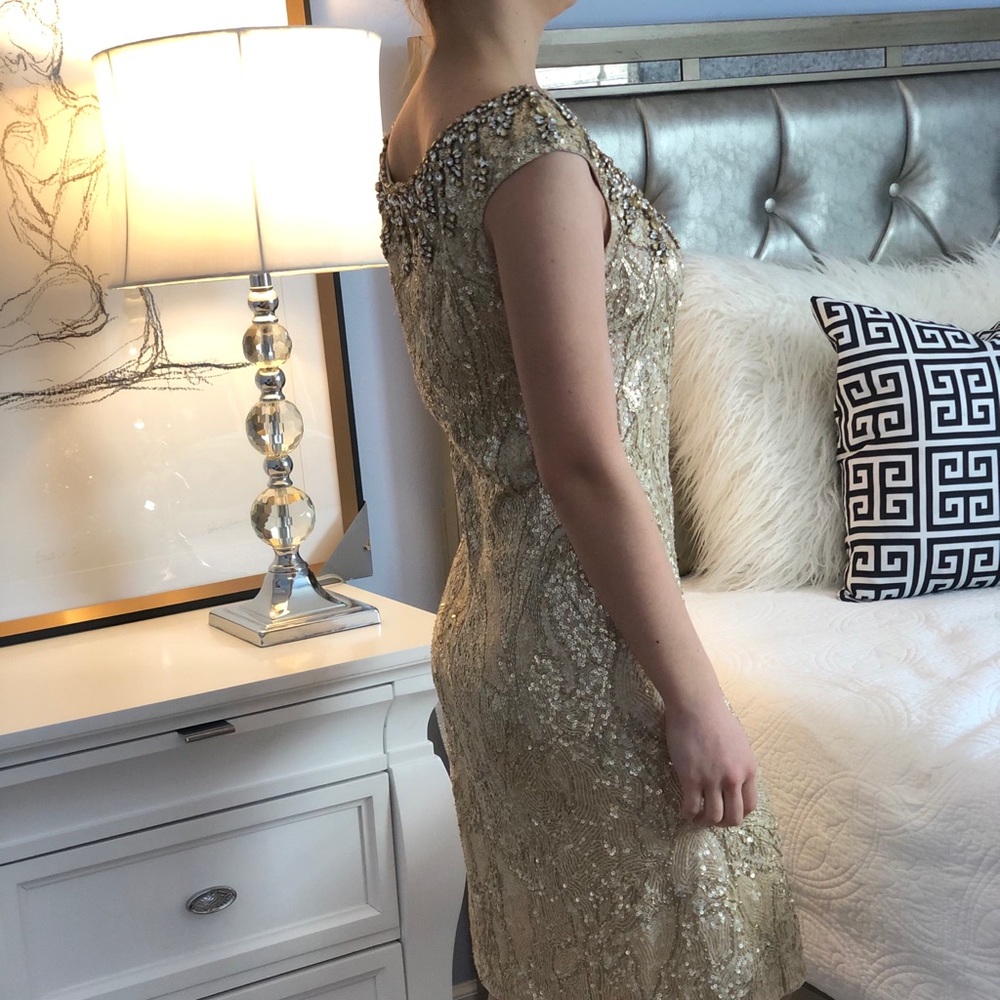 Gold silk luxury dress. Fits best for size 4-6
